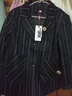 花花公子（PLAYBOY）春裝外套短款上衣女新款洋氣時(shí)尚中年女士春 黑色 2021款  黑條紋小西裝 2XL建議115-125斤 曬單實(shí)拍圖