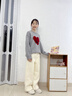優(yōu)優(yōu)1點（Yoyo one）女童闊腿褲2025新款兒童白色牛仔褲休閑大童春秋直筒褲子 13143米白 170cm 曬單實拍圖