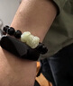 鉑帝亞黑曜石貔貅手鏈男六字真言金耀石手串銀佛珠串珠 12mm 曬單實(shí)拍圖