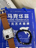馬克華菲（FAIRWHALE）手表男士復古方形全自動多功能雙顯電子手表夜光國潮運動防水男表 銀殼白面棕皮 曬單實拍圖