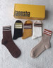 浪莎襪子女春秋季配鯊魚(yú)褲中筒襪運動(dòng)女士襪子高棉抗菌襪長(cháng)筒網(wǎng)紅襪潮 白色+黑色+棕色+橘黃+米其 5雙 均碼 曬單實(shí)拍圖