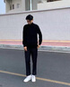 JEEP SPIRIT毛衣男2025春秋新款休閑純色男士百搭高領(lǐng)針織衫修身保暖打底衫 6003黑色高領(lǐng) XL 曬單實(shí)拍圖