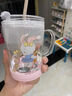 科巢兒童牛奶杯3-6歲以上寶寶學(xué)飲杯喝奶瓶玻璃直飲吸管刻度飲水 蘿卜兔 350ml 單柄+吸管刷+收納盒 曬單實(shí)拍圖