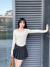 凡小如打底衫女秋冬長(cháng)袖t恤保暖內搭可外穿薄絨方領(lǐng)正肩上衣修身秋衣 杏色 L碼【建議105-120斤】 曬單實(shí)拍圖