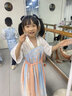 金日滿兒童漢服女童連衣裙2024新款夏季薄款古風(fēng)長(zhǎng)裙中秋節(jié)演出服公主裙 女童漢服裙云清短袖 130CM 曬單實(shí)拍圖
