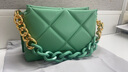 CHARLES&KEITH漸變鏈條菱格手提單肩斜挎包包女包生日禮物CK2-20671366 CK2-20671477-1Green綠色 M 曬單實(shí)拍圖