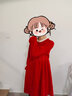 小小不同女童連衣裙冬季3-15歲兒童紅色新年拜年服中大童過(guò)年衣服女孩裙子 紅色 170cm 曬單實(shí)拍圖