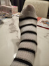 NKADDS美拉德襪子女秋冬新款黑白咖色系橫條紋高筒襪情侶襪大地色襪子 女士中筒襪-復古熊 1雙裝 曬單實(shí)拍圖