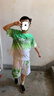 三葉豆（SANYEDOU）男童夏季套裝兒童運動套裝中大童男孩短袖夏裝薄款衣服兩件套 X19-綠色 140 曬單實拍圖