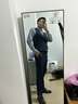 休塔（SUITUP ）高端西服套裝男新郎結(jié)婚正裝禮服修身條紋商務(wù)休閑西裝英倫風(fēng)薄款 布塔斯灰黑【上衣+馬甲+褲子】 XL 【50A] 曬單實拍圖
