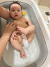 翰元嬰兒洗澡海綿撲寶寶搓澡幼兒童洗澡神器專用海綿下灰沐浴用品 高級灰1個裝-送掛繩 曬單實拍圖
