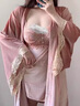 花感性感睡衣女性感睡裙冬季睡袍金絲絨春秋家居服夏季冰絲吊帶 【加絨加厚款】豆沙粉（兩件套） L 曬單實(shí)拍圖
