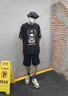 街頭熊貓短袖t恤男女潮牌夏季新品熊貓燙金印花國潮oversize寬松大碼純棉半袖休閑潮流情侶裝T恤衫 LX2027黑色(寬松版） XL碼(建議150-165斤) 曬單實拍圖