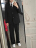 語(yǔ)森戀免燙寬松正裝女套裝大學(xué)生面試西裝職業(yè)工作西服黑色氣質(zhì)外套 春秋款黑色3件套_外套+長(cháng)褲+襯衫 L 建議110-119斤 曬單實(shí)拍圖