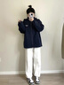 Shelley Jones美式復古外套男裝夾克秋季新款ins寬松潮流純色情侶青少年上衣服 黑色 XL 曬單實(shí)拍圖