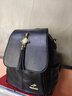 袋鼠雙肩包女包2024新款休閑大容量媽咪包時(shí)尚百搭女式包軟皮旅行背包 黑色+手包卡包 曬單實(shí)拍圖