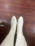 百思圖冬商場同款加絨V口棕色騎士靴女小白靴長筒靴MDB11DG3 米色 36 曬單實(shí)拍圖