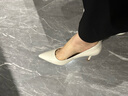 7or9云端 春季新款空氣棉高跟鞋女白色細(xì)跟氣質(zhì)婚鞋單鞋7cm新婚禮物 云端7cm【羊皮材質(zhì)】 35 曬單實(shí)拍圖