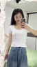 嫻柔 黑色U領T恤女短袖春夏緊身大領口低領上衣棉韓版內搭打底衫T恤 白色 M 曬單實拍圖