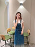 VEROMODA連衣裙2024早春新款休閑舒適含棉背帶牛仔裙女 J3B牛仔藍(lán)色 S 曬單實(shí)拍圖