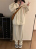 JRET學(xué)院風(fēng)假兩件連帽拼色工裝外套女春秋2025新款寬松休閑夾克棒球服 杏色 S 曬單實拍圖