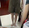 初語(yǔ)百搭西褲短褲女2024春季新款設計感收腰a字闊腿小個(gè)子熱褲 棕綠 27 曬單實(shí)拍圖