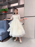 小咔衣濃（Xiaokayinong）兒童禮服公主裙長(cháng)袖花童婚禮蓬蓬紗女童主持人鋼琴演奏演出服夏季 香檳色L068中袖長(cháng)款 160 曬單實(shí)拍圖