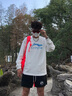 李寧衛(wèi)衣男春秋季新款棉質(zhì)圓領(lǐng)套頭衫休閑寬松男士長袖時尚打底衫外套 白色【春秋薄款-螺紋袖口】 L 曬單實拍圖