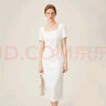 范思藍(lán)恩法式方領(lǐng)氣質(zhì)小白裙女夏季2024新款禮服連衣裙24FS12041 白色 M 曬單實(shí)拍圖