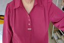 俞兆林（YUZHAOLIN）媽媽裝純襯衫2024新款春夏裝大碼中老年女洋氣襯衣七分袖上衣服 皮粉色 4XL 建議135-150斤 曬單實(shí)拍圖