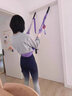 空中瑜伽吊繩拉力繩家用免打孔掛門(mén)門(mén)上倒立繩拉伸舒展倒立輔助器 雅典紫【免安裝+加強款】 曬單實(shí)拍圖