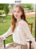 歌依妮2025春季女裝polo領(lǐng)長袖t恤女翻領(lǐng)小個子甜美短款打底上衣 杏色 M 曬單實(shí)拍圖