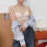 俏蓓依小胸聚攏顯大內衣女收副乳防下垂少女無鋼圈調整型純欲文胸罩套裝 奶酪白 70A 32 曬單實拍圖