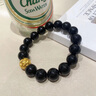中國黃金CHINA GOLD天然黑曜石手串男士足硬金銅錢手鏈七夕情人節(jié)禮物送男友老公生日 銅錢金珠轉(zhuǎn)運珠黑曜石手串-12mm 曬單實拍圖