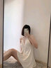 花感性感睡衣女性感睡裙冰絲薄款蕾絲火辣純欲風(fēng)吊帶睡裙套裝 白色（睡裙） M 曬單實(shí)拍圖
