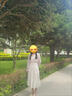 妙奕嘉純欲碎花長(cháng)袖連衣裙女裙子海邊沙灘裙度假長(cháng)裙春早秋新品衣服女裝 花邊小黃花蛋糕連衣裙 XL 【建議118-125斤】 曬單實(shí)拍圖