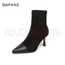 達芙妮短靴女時(shí)裝靴高跟細跟2026新款尖頭百搭潮流歐美潮品牌女靴子 黑色 38 標準碼 曬單實(shí)拍圖
