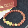 中國(guó)黃金（CHINA GOLD）黃金紅瑪瑙貔貅手鏈男女款足金轉(zhuǎn)運(yùn)珠手串情人節(jié)生日禮物送愛(ài)人 8mm紅瑪瑙+1只貔貅2顆金珠約2.8g 曬單實(shí)拍圖