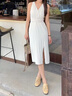 愛(ài)步（ECCO）穆勒鞋女 倪妮同款夏季優(yōu)雅方頭流蘇包頭半拖涼鞋 安妮208533 裸色20853301211（牛皮） 38 曬單實(shí)拍圖