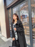 clotho Rennie品牌女裝風(fēng)衣外套女2025春秋新款韓版連帽寬松顯瘦工裝過膝中長款 黑色 M 曬單實拍圖