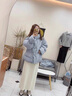 韓璐嬌（hanlujiao）羽絨棉服女短款2024新款韓系減齡甜美寬松牛角扣棉衣面包服外套潮 淺藍(lán)色 M 曬單實(shí)拍圖