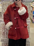 AEMAPE新年紅色毛呢外套2025秋冬新款韓版女裝減齡氣質(zhì)加絨加厚寬松大衣 紅色 L (105-115斤拍) 曬單實(shí)拍圖