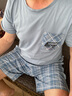 三槍?zhuān)═HREEGUN）睡衣男夏季純棉薄款短袖短褲休閑時(shí)尚家居服夏天男士套裝可外穿 96004 XL 男(建議140-160斤) 曬單實(shí)拍圖