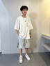 Shelley Jones 新中式竹子刺繡短袖t恤男2024夏季新款潮流國風(fēng)休閑寬松半袖上衣 HT24273白色 XL [建議125-145斤] 曬單實拍圖