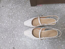 百思圖夏商場(chǎng)新款氣質(zhì)舒適褶皺尖頭后空女瑪麗珍涼鞋TSQ09BH4 米白 39 曬單實(shí)拍圖
