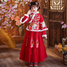 女童漢服連衣裙冬款拜年服中國風(fēng)新款古裝過年冬季兒童新年服唐裝 2057酒紅色套裝 130 碼身高115-125體重40-47斤 曬單實(shí)拍圖