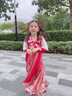 A 21 FUNB漢服女童敦煌飛天裙子夏季薄款2025女孩中國(guó)風(fēng)古裝短袖兒童舞蹈服 紅色漢服 140 曬單實(shí)拍圖