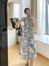 SNYDER WEAR2025夏季女裙新中式國風(fēng)盤扣領(lǐng)連衣裙女設(shè)計(jì)感水墨畫小飛袖碎花裙 水墨畫  S 建議70-90斤 曬單實(shí)拍圖