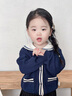 幼歌（YOUGE）【阿克蘇好棉】嬰兒學(xué)院風(fēng)開(kāi)衫春季寶寶撞色V領(lǐng)毛衣 藏青 90 cm 曬單實(shí)拍圖
