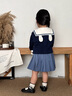 幼歌（YOUGE）嬰幼兒學(xué)院風(fēng)套裝春季寶寶清爽藍白格紋襯衫靈動百褶裙 藍色裙子 100 cm 曬單實拍圖